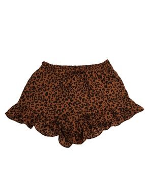 Sienna Sky Leopard Print Shorts Size S Flowy Ruffle Hem High Rise